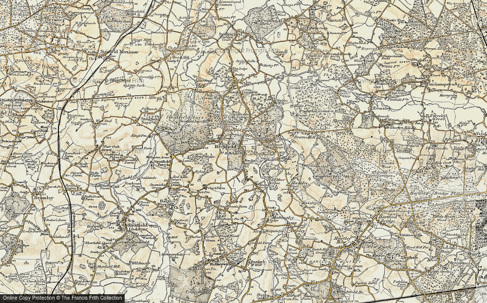 Old Map of Historic Map covering Heckfield Heath in 1897-1909