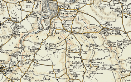 Old map of Heckfield Green in 1901-1902
