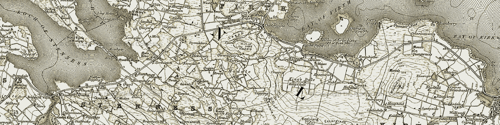 Old map of Heddle in 1911-1912