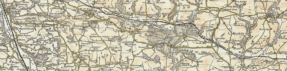 Old map of Heddon in 1900