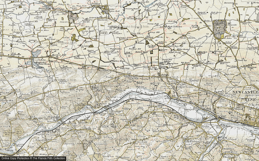 Old Map of Heddon-on-the-Wall, 1901-1903 in 1901-1903