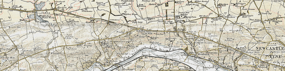 Old map of Heddon-on-the-Wall in 1901-1903