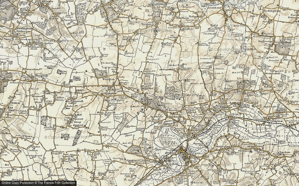 Old Map of Historic Map covering Tindall Wood in 1901-1902