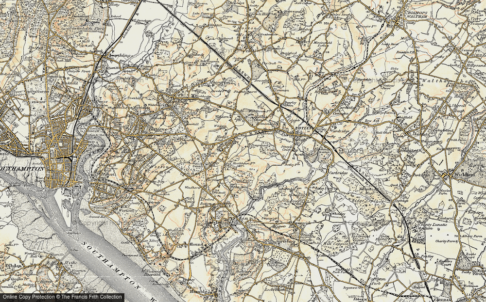 Old Map of Hedge End, 1897-1899 in 1897-1899