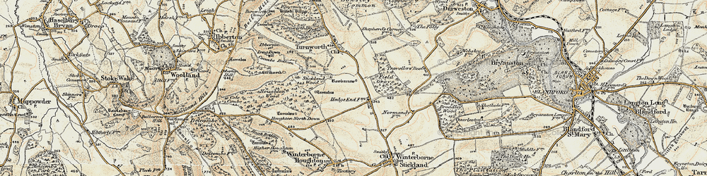 Old map of Hedge End in 1897-1909