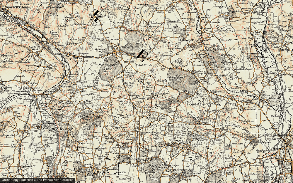 Old Map of Historic Map covering Bower Wood in 1897-1898
