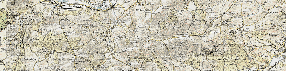 Old map of Hedley on the Hill in 1901-1904