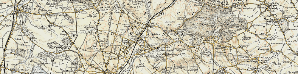 Old map of Hednesford in 1902