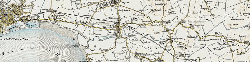 Old map of Hedon in 1903-1908
