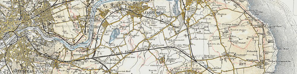 Old map of Hedworth in 1901-1904