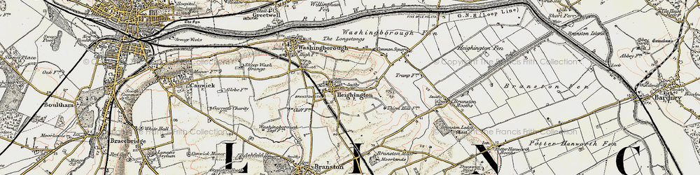 Old map of Heighington in 1902-1903
