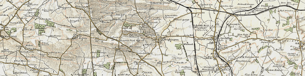Old map of Heighington in 1903-1904