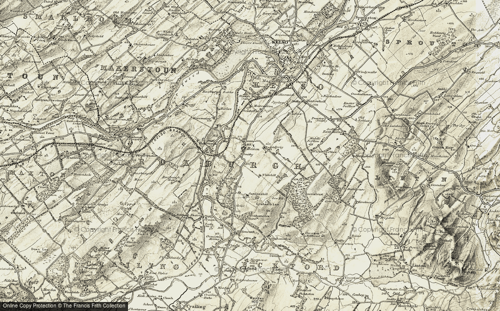 Old Map of Historic Map covering Bowmont Forest in 1901-1904