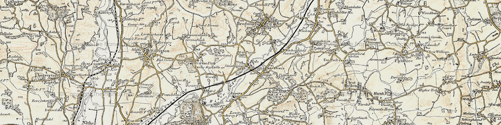 Old map of Hele in 1898-1900