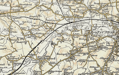 Old map of Hele in 1898-1900