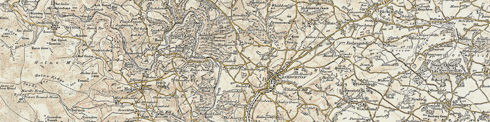 Old map of Ausewell Rocks in 1899