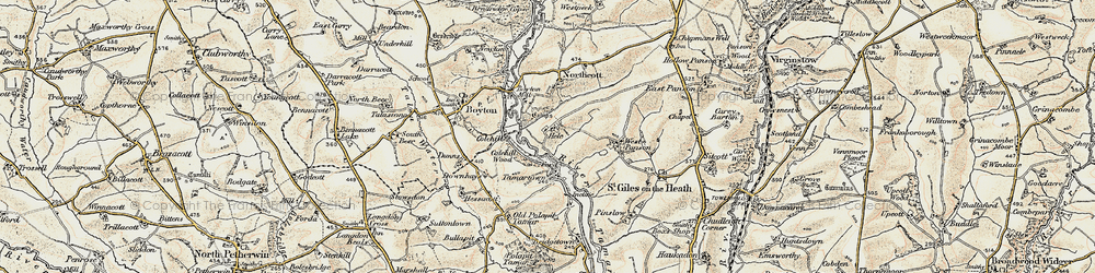 Old map of Hele in 1900