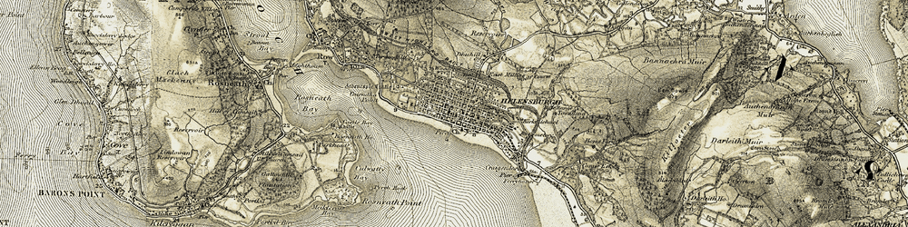 Old map of Helensburgh in 1905-1907