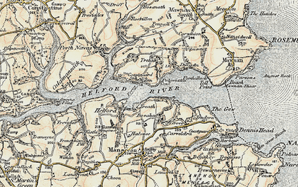 Old map of Helford Passage in 1900