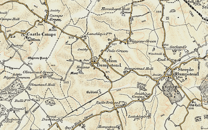 Old map of Helions Bumpstead in 1898-1901