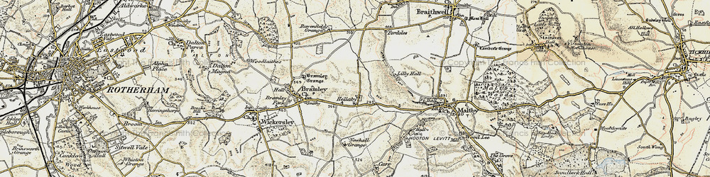 Old map of Hellaby in 1903