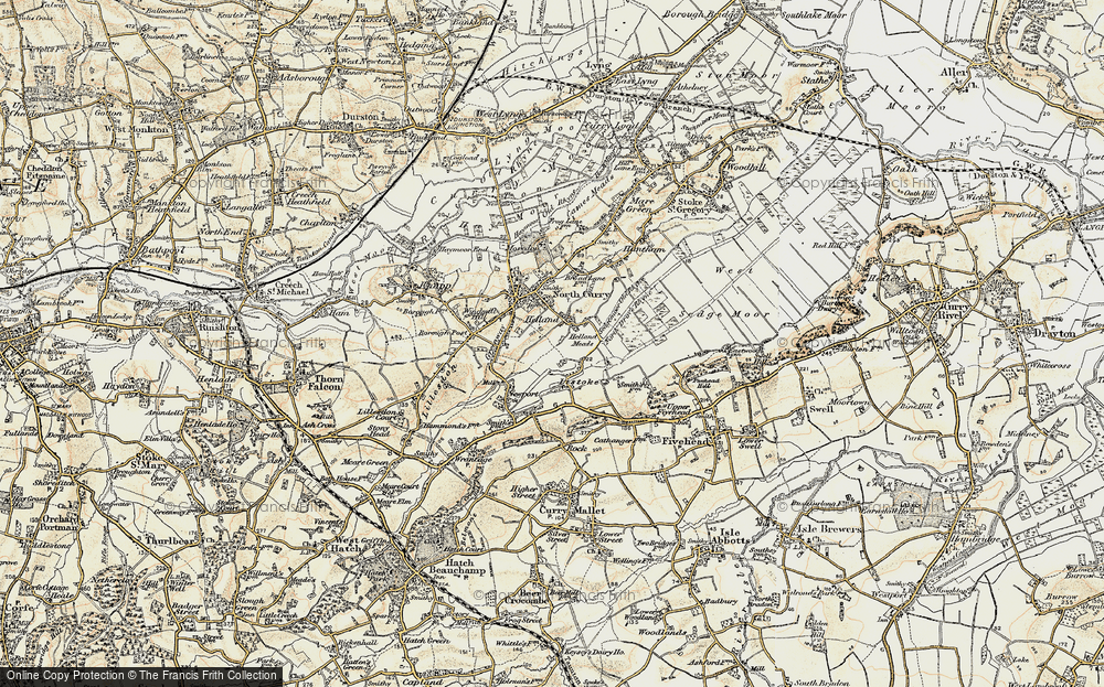 Old Map of Historic Map covering Helland Meads in 1898-1900