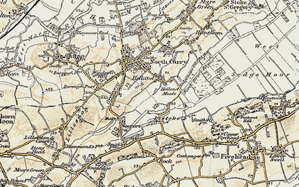 Old map of Helland in 1898-1900
