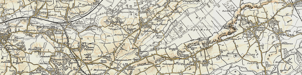 Old map of Helland in 1898-1900