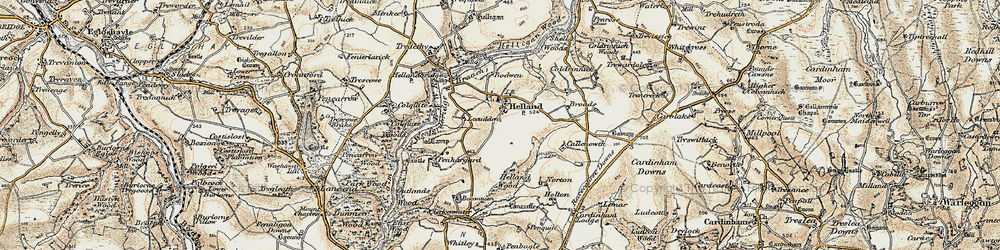 Old map of Helland in 1900