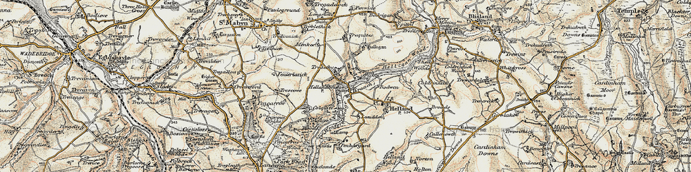 Old map of Hellandbridge in 1900