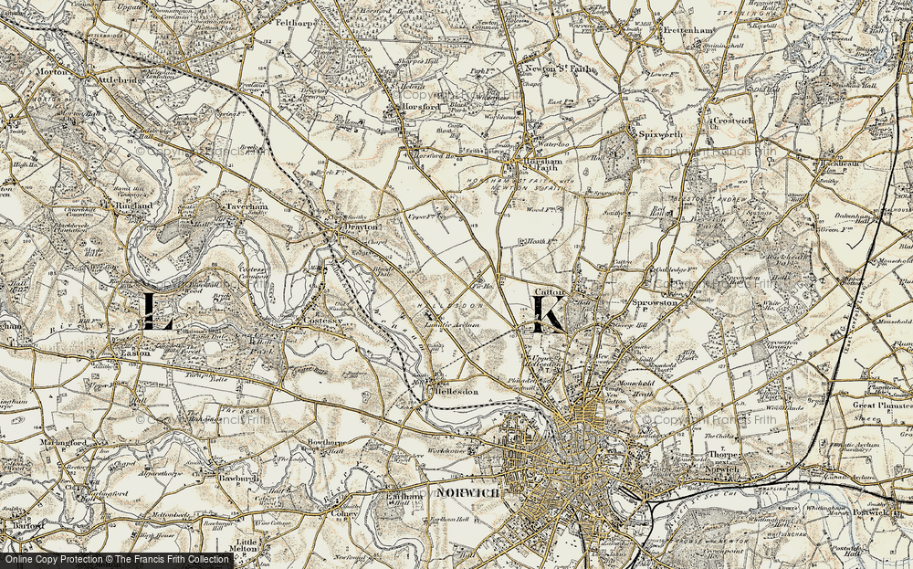 Old Map of Hellesdon, 1901-1902 in 1901-1902