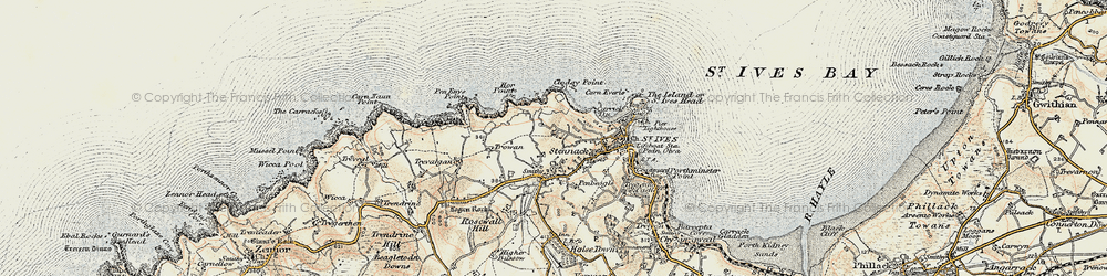 Old map of Hellesveor in 1900