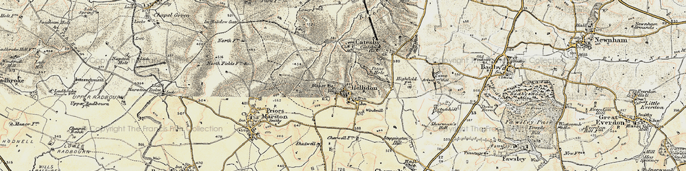 Old map of Hellidon in 1898-1901