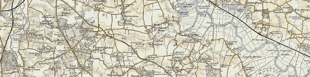 Old map of Hellington in 1901-1902