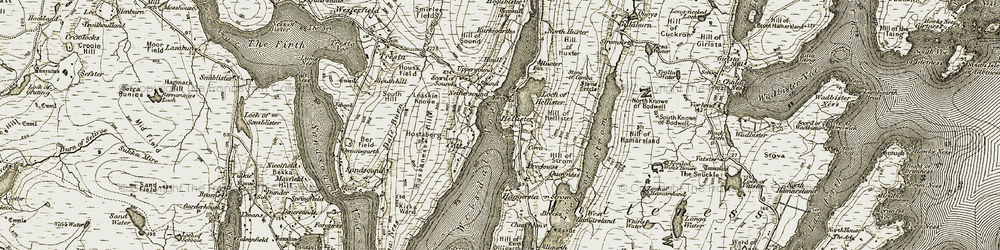 Old map of Hellister in 1911-1912
