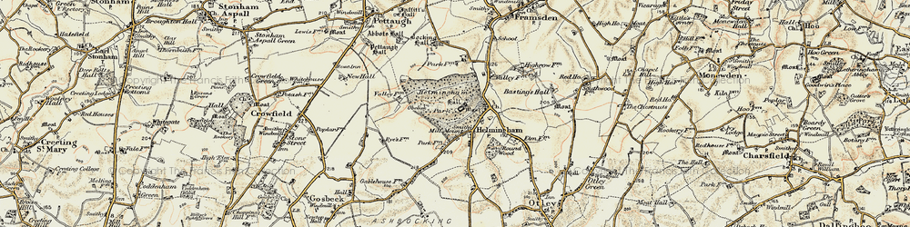 Old map of Helmingham in 1898-1901