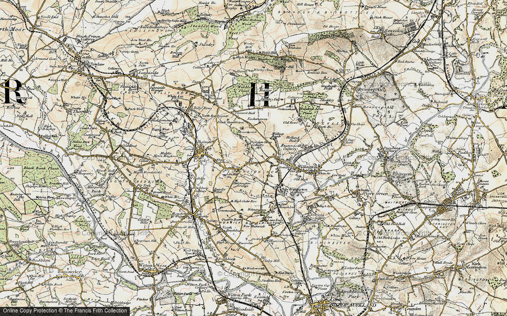 Old Map of Helmington Row, 1901-1904 in 1901-1904