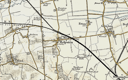 Old map of Helpston in 1901-1902