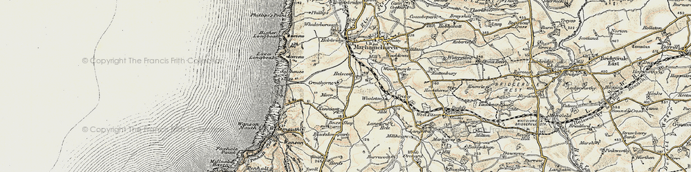 Old map of Helscott in 1900