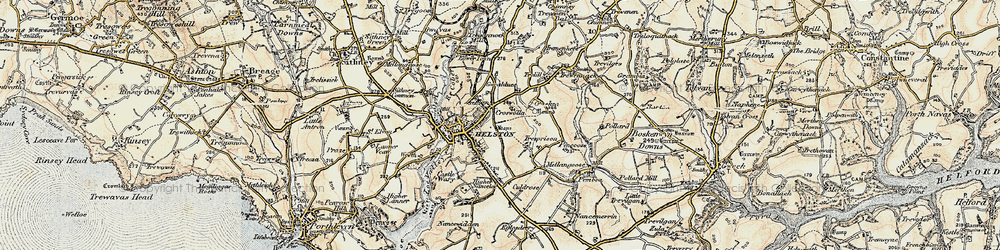 Old map of Helston in 1900