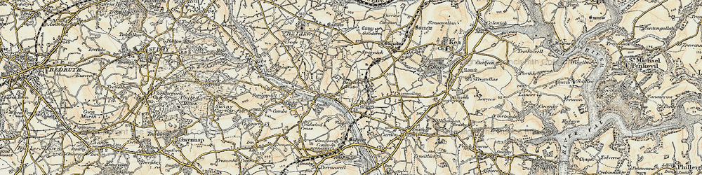 Old map of Helston Water in 1900