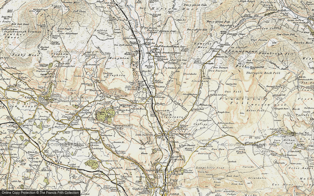 Old Map of Historic Map covering Bargh Ho in 1903-1904
