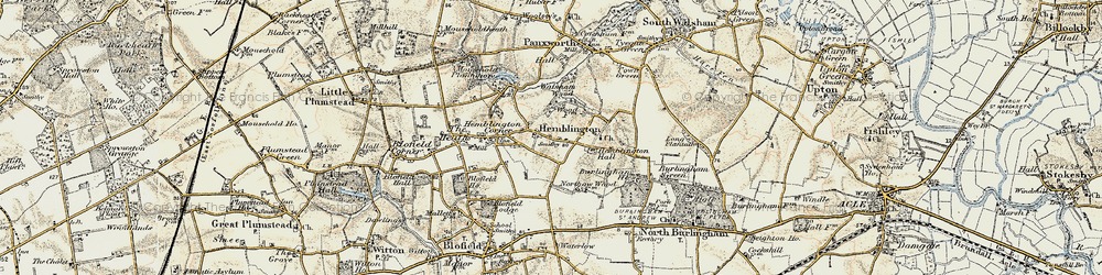 Old map of Hemblington in 1901-1902