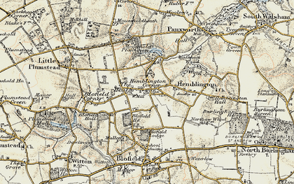 Old map of Hemblington Corner in 1901-1902