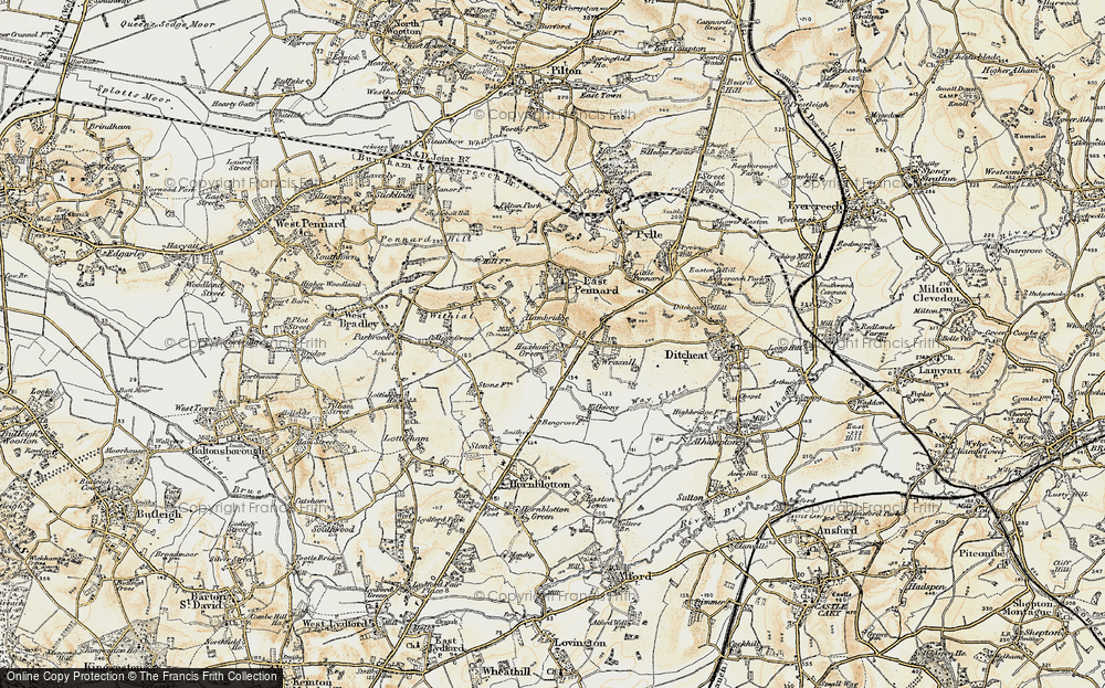 Old Map of Historic Map covering Huxham Green in 1899