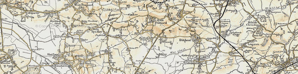 Old map of Huxham Green in 1899