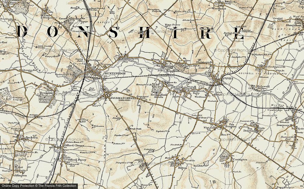 Old Map of Hemingford Abbots, 1901 in 1901
