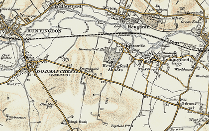 Old map of Hemingford Abbots in 1901