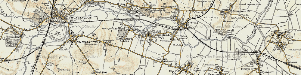 Old map of Hemingford Grey in 1901