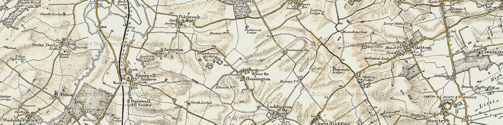 Old map of Hemington in 1901